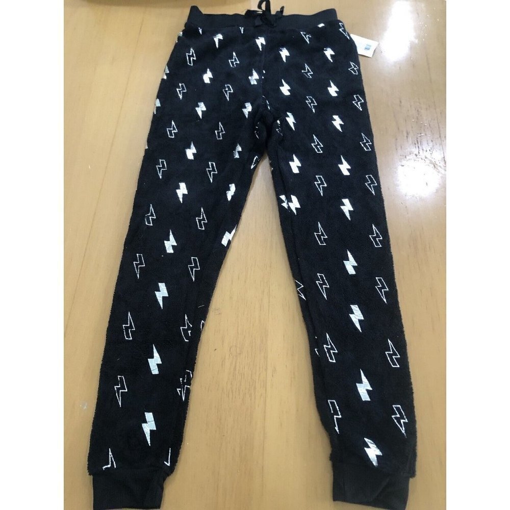 Girls Junior Lightning Bolt Lounge Sleep PJ Pants Medium Black New
